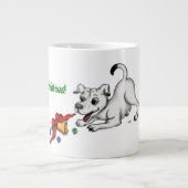 メリークリスマス！ベルとボールで子犬 ジャンボコーヒーマグカップ (正面)