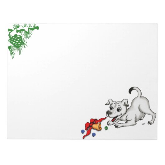 メリークリスマス!ベルとボールで子犬 ノートパッド (正面)