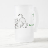 メリークリスマス！ベルとボールで子犬 フロストグラスビールジョッキ (正面右)