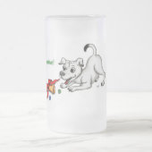 メリークリスマス！ベルとボールで子犬 フロストグラスビールジョッキ (中央)