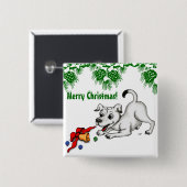 メリークリスマス！ベルとボールで子犬 缶バッジ (正面&裏面)