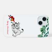 メリークリスマス！ベルとボールで子犬 iPhone 15ケース (裏面横)