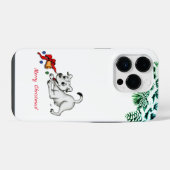 メリークリスマス！ベルとボールを持つ子犬 iPhoneケース (裏面横)