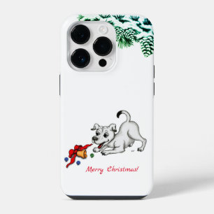 メリークリスマス！ベルとボールを持つ子犬 iPhone 14 PROケース