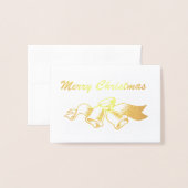 メリークリスマス（ベルとリボン） 箔カード (封筒付き正面)