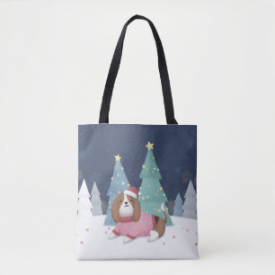 メリークリスマス：ベーグルイラストレーションアート トートバッグ