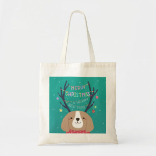 メリークリスマス：ベーグルイラストレーションアート トートバッグ