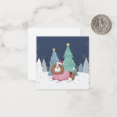 メリークリスマス：ベーグルイラストレーションアート ノートカード (正面/裏面インサイチュ)