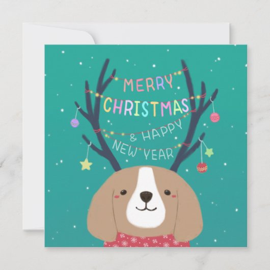メリークリスマス：ベーグルイラストレーションアート 招待状 (正面)
