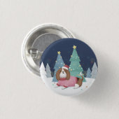 メリークリスマス:ベーグルイラストレーションアート 缶バッジ (正面&裏面)