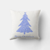 メリークリスマス、ペリウィンクルの青い渦巻き木 クッション (裏面)