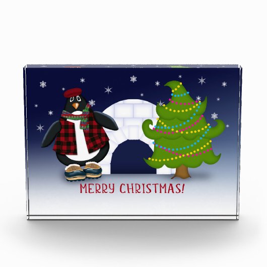 メリークリスマス!ペンギン |ホリデーズシェルフDecor フォトブロック (正面)