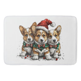 メリークリスマス ペンブローク・ウェルシュ・コーギー 子犬 バスマット