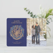 メリークリスマス | ホグワーツの家紋 家族写真 招待状 (スタンド正面)