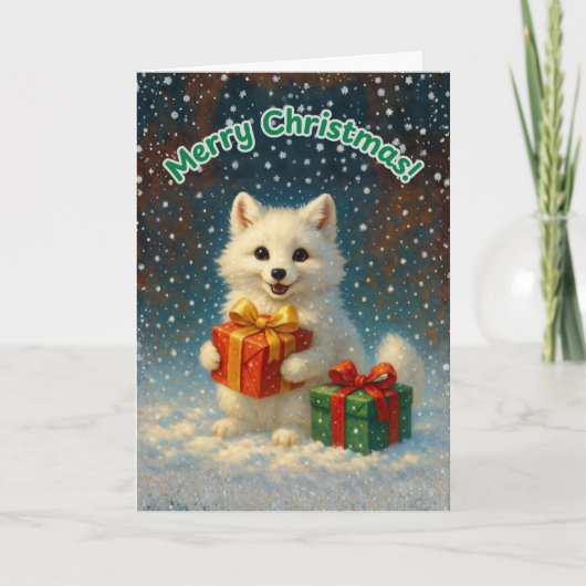 メリークリスマス - ホッキョクギツネ ギフトカード カード (正面)