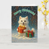 メリークリスマス - ホッキョクギツネ ギフトカード カード (黄色い花)