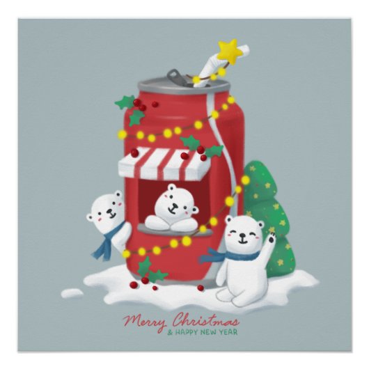 メリークリスマス：ホッキョクグマ&ソーダカン ポスター (正面)
