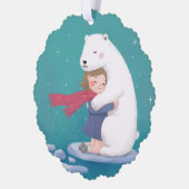 メリークリスマス：ホッキョクグマ&チャイルドイラストレーション オーナメントカード (左)