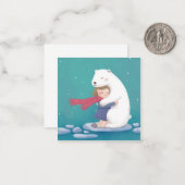 メリークリスマス：ホッキョクグマ&チャイルドイラストレーション ノートカード (正面/裏面インサイチュ)