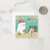 メリークリスマス：ホッキョクグマ&チャイルド ノートカード (正面/裏面インサイチュ)