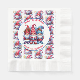 メリークリスマス ホリデーグノーム 縁ありランチョンナプキン