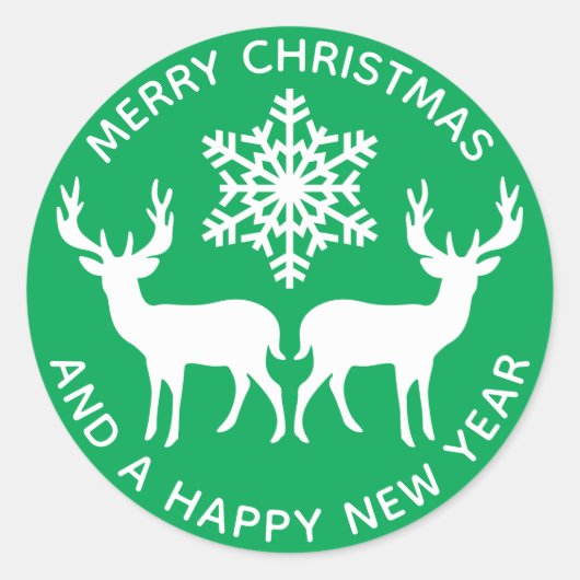 メリークリスマス |ホリデースノーフレークトインデア ラウンドシール (正面)