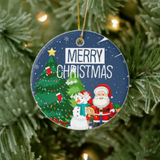 メリークリスマス ホリデーデザイン セラミックオーナメント