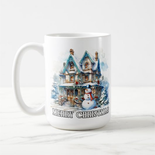 メリークリスマス ホリデー 冬の雪だるま コーヒーマグカップ (左)