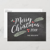 メリークリスマス、ホリーとベリーの非写真 ポストカード (正面/裏面)