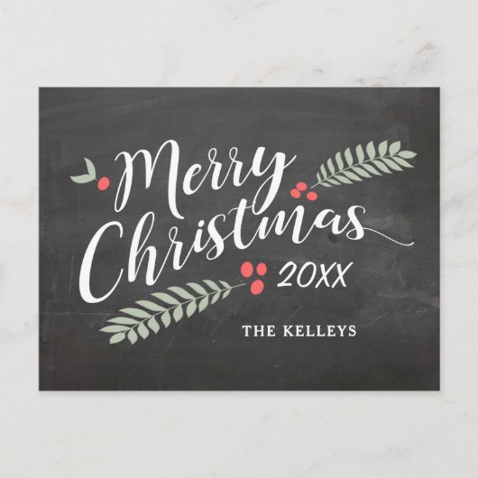 メリークリスマス、ホリーとベリーの非写真 ポストカード (正面)