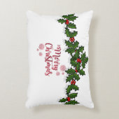 メリークリスマス、ホリーベリーの枝パーソナライズされた- アクセントクッション (正面(垂直))
