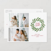 メリークリスマス |ホリーベリー | 3枚の写真 ポストカード (正面/裏面)