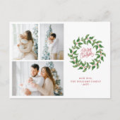 メリークリスマス |ホリーベリー | 3枚の写真 ポストカード (正面)