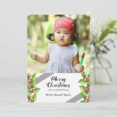 メリークリスマス ホリー フォト ホリデー カード (スタンド正面)
