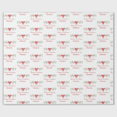 メリークリスマス | ホリー&レッドボウ | カスタマイズ ラッピングペーパー (フラット)