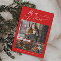 メリークリスマス ホワイトスクリプト 3枚フォトコラージュ