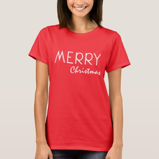 メリークリスマス ホワイト タイポグラフィ Tシャツ (正面)