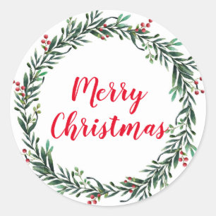メリークリスマス・ホーリー・リース クラシックラウンドステッカー ラウンドシール