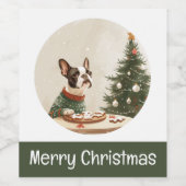 メリークリスマス ボストンテリア ワインラベル (シングルラベル)