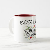 メリークリスマス***ボスレディユーモアのある*** ツートーンマグカップ (正面左)
