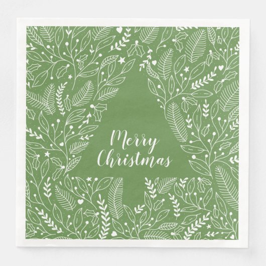 メリークリスマス/ボタニカルラインアート/クリスマスツリー (正面)