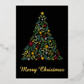メリークリスマス ボタニカル箔押しクリスマスカード 箔シーズンカード (正面)