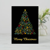 メリークリスマス ボタニカル箔押しクリスマスカード 箔シーズンカード (立ち正面)