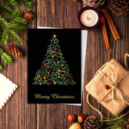 メリークリスマス ボタニカル箔押しクリスマスカード 箔シーズンカード