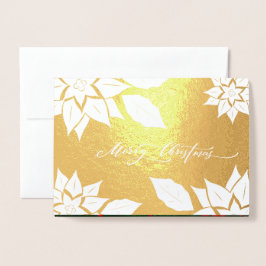 メリークリスマス.ポインセチアフレームラグジュアリー 箔カード