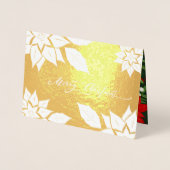 メリークリスマス.ポインセチアフレームラグジュアリー 箔カード (正面)