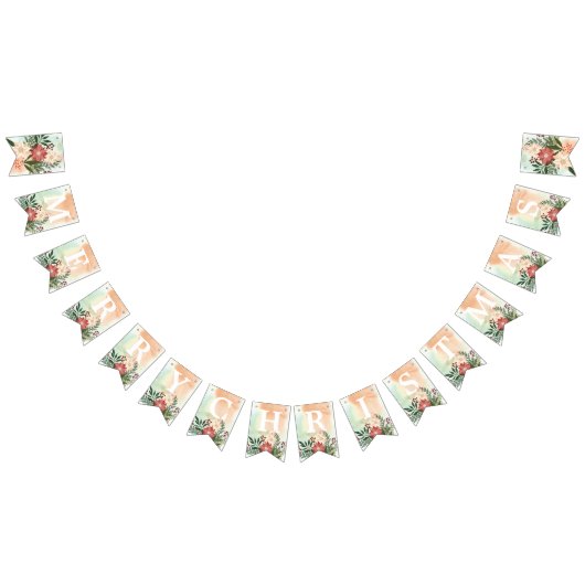 メリークリスマス |ポインセチア輝き バンティングフラッグ (全)