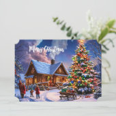 メリークリスマス ポストカード あたたかな雪の小屋 (スタンド正面)