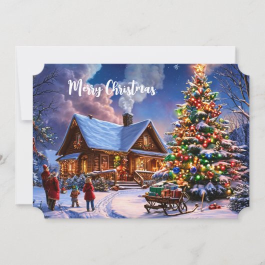 メリークリスマス ポストカード あたたかな雪の小屋 (正面)