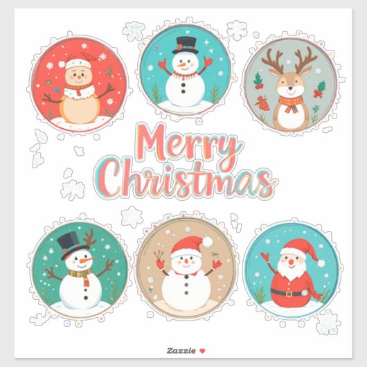 メリークリスマス ポストカード シール (シート)